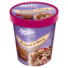 Milka - Lody wanilia-czekolada z sosem Brownie & Berry. Królewski lodowy deser.