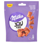 Poduszeczki pszenne z kremowym nadzieniem i czekoladą mleczną Joy Fills MILKA 75g