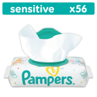 Chusteczki nawilżane-Pampers Sensitive 56 szt. Jeszcze delikatniejsze i skuteczniejsze oczyszczanie.