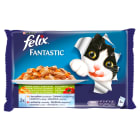 Karma kurczak wołowina 4x100g PURINA FELIX 400g - kompletny, smakowity zestaw dań dla kota.