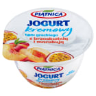 Jogurt grecki Piątnica. Kremowy jogurt z dodatkiem brzoskwini i marakuji.