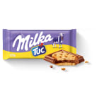 Milka - Czekolada mleczna z krakerskami TUC 87g. Czekolada z alpejskiego mleka na każdy dzień.