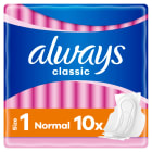 Podpaski - Always Classic Normal Sensitive. Zapewniają uczucie komfortu i suchości.