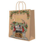 Świąteczna torba na prezenty 26,5x33,5x13 cm   Christmas Fireplace PAW DECOR COLLECTION 1.000szt