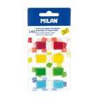 Indeksy transparentne FLUO 4 kolory 45x12mm 140 kartek MILAN 1.000szt