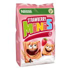 NESTLÉ Płatki Minis Truskawkowe 250g. Pyszne, idealnie chrupkie płatki z nutką owocową.