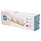 Zestaw 3 dipów kwadratowych z porcelany kremowej 150 ml na bambusowej podstawie ALTOM DESIGN 1.000szt