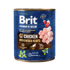 Mokry pokarm dla dorosłych psów z kurczakiem i sercami puszka Premium By Nature BRIT 800g