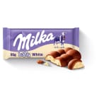 Milka Czekolada biała Bubbly o ciekawej, chrupiącej strukturze bąbelków.