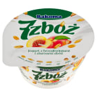 Jogurt z brzoskwiniami i ziarnami - Bakoma. Owocowy jogurt z dodatkiem 7 zbóż.
