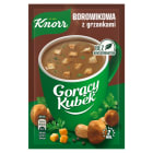 Knorr – Gorący Kubek Krem borowikowy z grzankami to delikatna zupa z suszonymi grzybami.