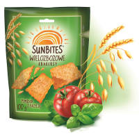 SUNBITES Herbatniki wielozbożowe z bazylią i pomidorami 100 g SUNBITES Herbatniki wielozbożowe z bazylią i pomidorami 100 g