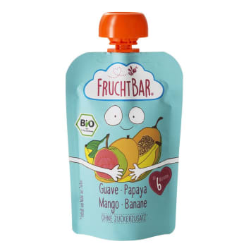 FRUCHTBAR Mus gujawa, papaja, mango, banan BIO 100 g FRUCHTBAR Mus gujawa, papaja, mango, banan BIO 100 g