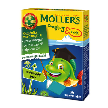 MÖLLER'S Rybki z Omega-3 o smaku owocowym - suplement diety w formie żelek