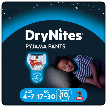 HUGGIES DryNites Jednorazowe majteczki na noc dla chłopców 4-7 lat 10 szt.