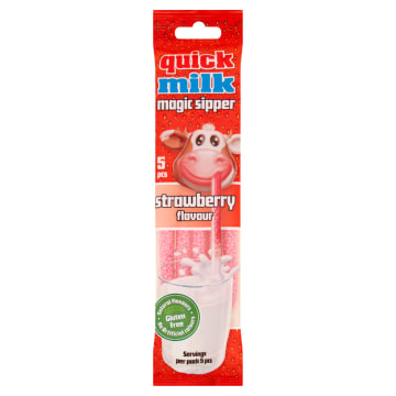QUICK MILK Rurki smakowe do picia mleka o sm. truskawkowym (5 szt.)