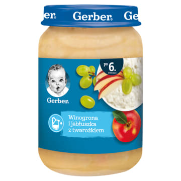 GERBER DESEREK Winogrona i jabłuszka z twarożkiem - Po 6 miesiącu