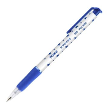 Długopis AUTOMAT SUPERFINE z supercienką końcówką 05mm niebieski TO-069 Toma z gwiazdką