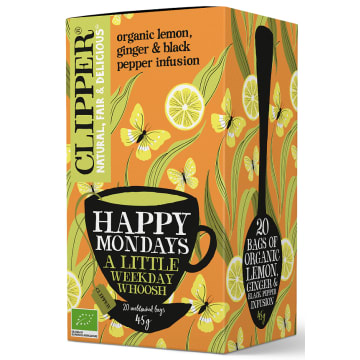 CLIPPER Herbatka cytrynowa z imbirem i czarnym pieprzem BIO 20 torebek (saszetki)