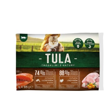 TULA Karma dla kotów - mix łosoś i indyk (4x85g)