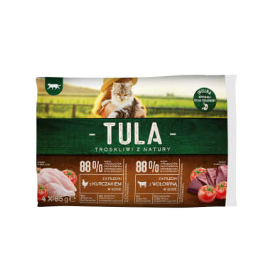 TULA Karma dla kotów - mix kurczak i wołowina (4x85g)