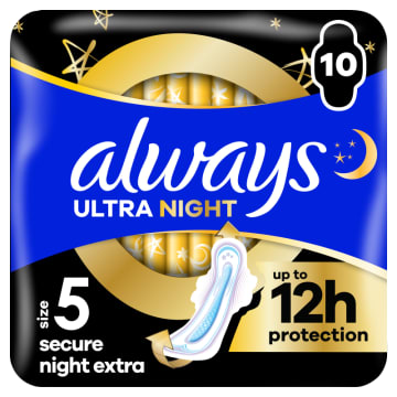 ALWAYS Ultra Secure Night Extra Podpaski ze skrzydełkami 10 szt.