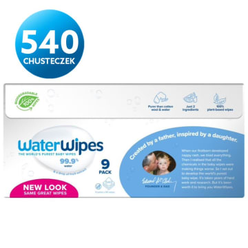 WATERWIPES Chusteczki nawilżane wodne 60x9