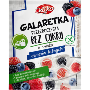CELIKO Galaretka przezroczysta o smaku owoców leśnych (bez cukru) bezglutenowa