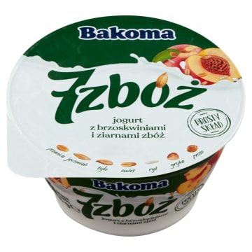 Jogurt z brzoskwiniami i ziarnami zbóż