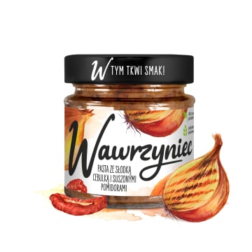 Pasta warzywna ze słodką cebulą i suszonymi pomidorami