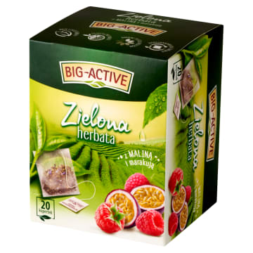 BIG-ACTIVE Herbata zielona z maliną i marakują 20 torebek (saszetki)