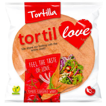 TORTILOVE Tortilla pszenna pomidorowa - 25 cm (4 szt.)