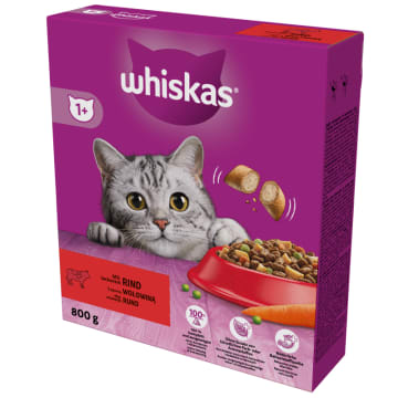 WHISKAS Sucha karma dla kotów z pyszną wołowiną