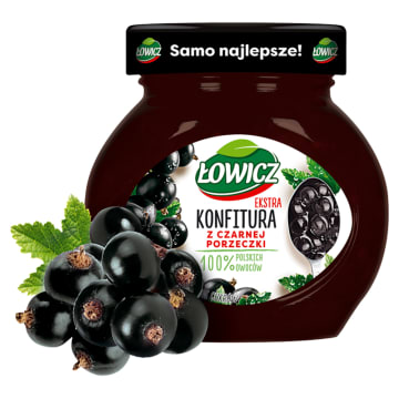 ŁOWICZ Konfitura extra z czarnych porzeczek niskosłodzona