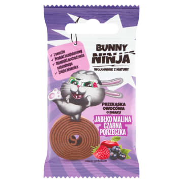 Ninja bunny Przekąska owocowa o smaku jabłko-malina-czarna porzeczka bezglutenowa