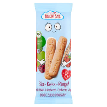 FRUCHTBAR Ekologiczne ciasteczka orkiszowo - pszenne malina truskawka jabłko po 8 miesiącu BIO