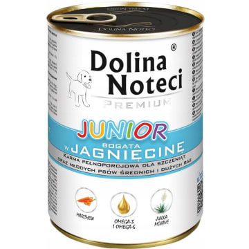 DOLINA NOTECI Junior Mokra karma dla psa bogata w jagnięcinę (puszka)