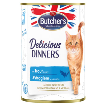 BUTCHER'S Delicious Dinners Karma dla kotów kawałki z pstrągiem w galaretce
