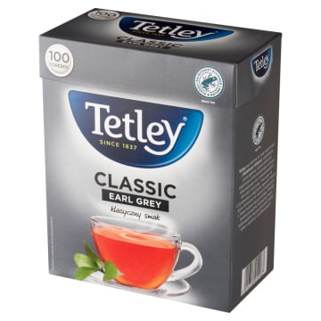 TETLEY Classic Earl Grey Herbata Czarna 100 torebek ex.