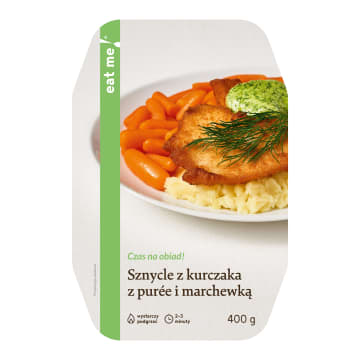 Danie sznycle z kurczaka z puree i marchewką