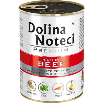 DOLINA NOTECI Premium Mokry pokarm dla dorosłych psów wszystkich ras z wołowiną puszka