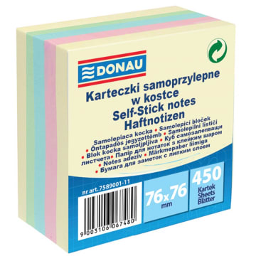 Karteczki samoprzylepne 76x76mm 450 kartek, mix kolorów