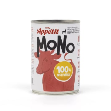 COMFY Appetit Mokry pokarm monoproteinowy dla dorosłych psów wszystkich ras z wołowiną hipoalergiczny i bezzbożowy puszka