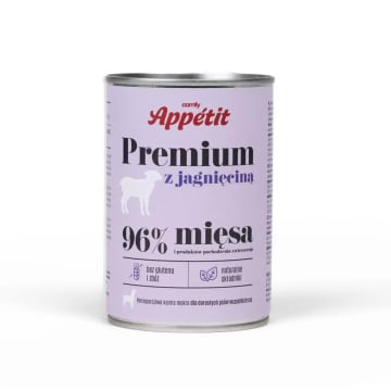 COMFY Appetit Mokry bezzbożowy pokarm Premium dla dorosłych psów wszystkich ras z jagnięciną puszka