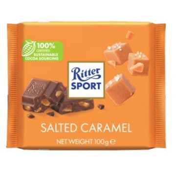 RITTER SPORT Czekolada mleczna z kawałkami karmelu
