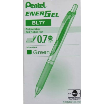Pióro kulkowe 07mm ENERGEL kolor zielony, zestaw 12 sztuk