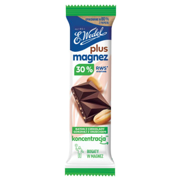 WEDEL Baton z czekolady gorzkiej z orzechami plus magnez