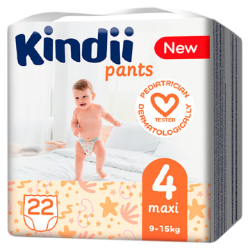 KINDII pants Pieluchomajtki maxi rozmiar 4 (9-15 kg) 22 szt.