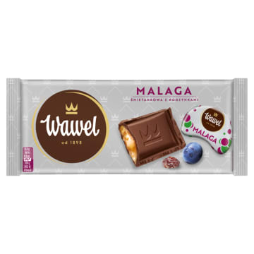 WAWEL Czekolada nadziewana Malaga śmietankowa z rodzynkami