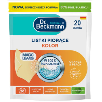 DR.BECKMANN Magic Leaves Listki piorące do tkanin kolorowych Orange&Peach 20 szt.